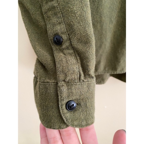 Madewell Olive Green Cotton Flannel Button Down Top/Popover - Picture 4 of 4